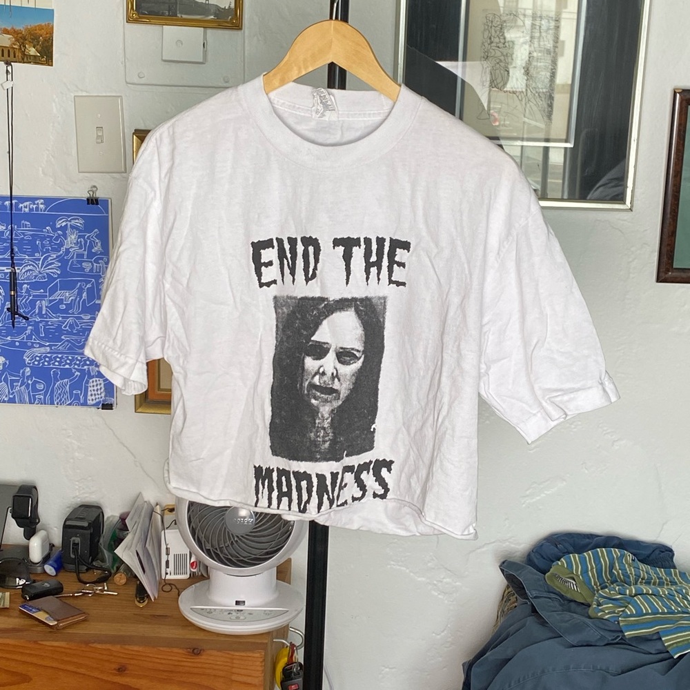 End the madness crop shirt